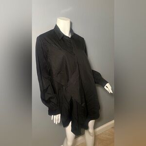 Black Long Sleeve Tunic Shirt - Women's Lightweight Button-Up